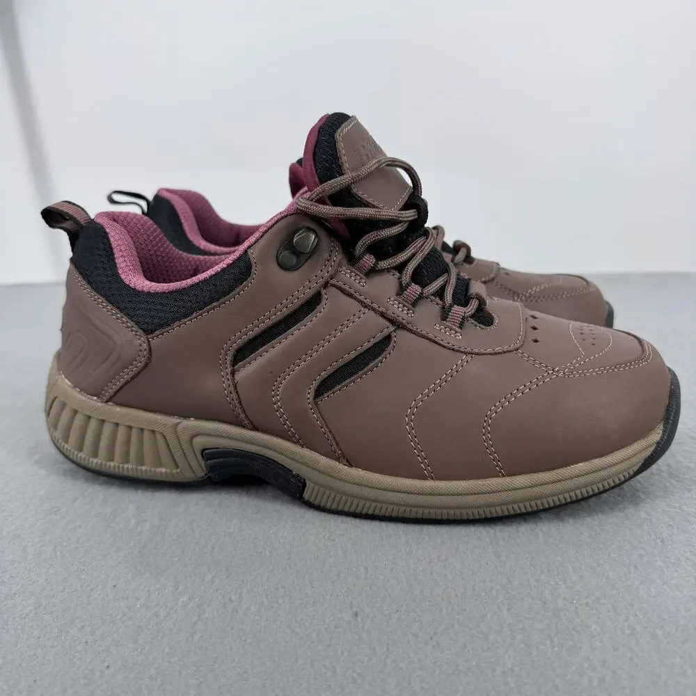 Orthofeet BioFit 944 Womens 9 2E X-Wide Leather Walking‎ Shoes Brown Pink